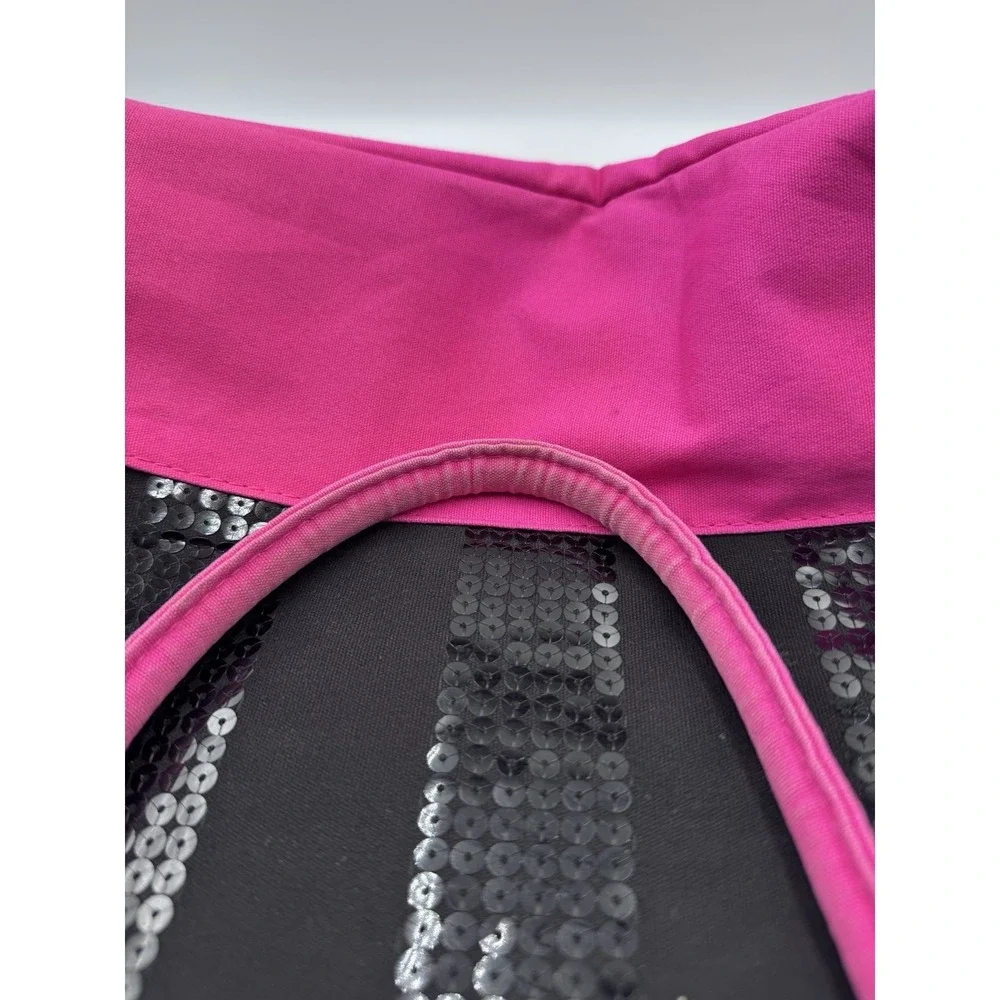 Victoria's Secret Sequin Stripe Hot Pink/ Black Weekender Large Duffel Bag